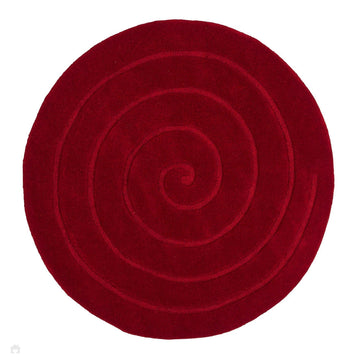 Spiral Modern Plain Hand Woven Carved Hi-Low Wool Round Red Rug-Think Rugs-Rug Love - The Most Loved Rug Store